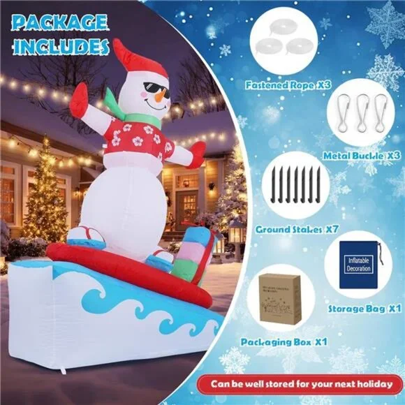 Inflatable Christmas Decorations Outdoor, 6FT Inflatable Snowman with LED Lights